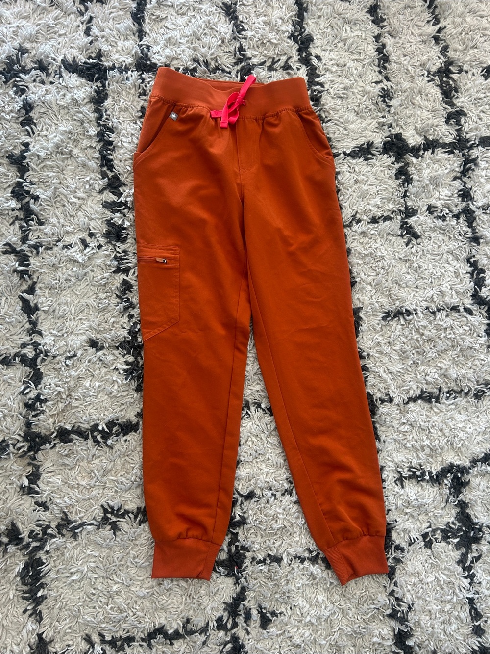 Figs Rust Orange Joggers with Pink Drawstringw